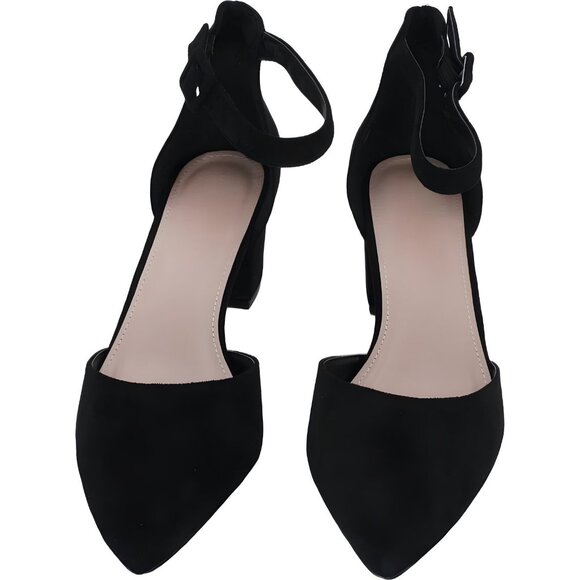 Black Suede Ankle Strap Heels - Picture 5 of 6